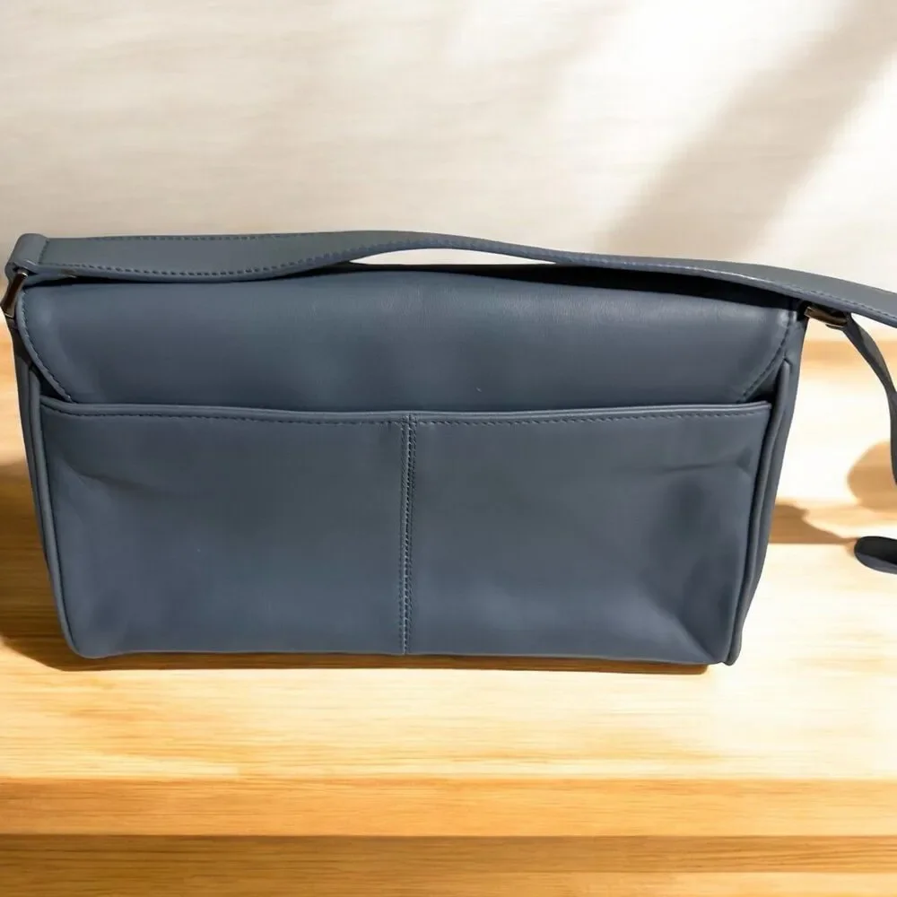 Charter Club Blue Gray Crossbody Bag Adjustable Strap Tassel Flap